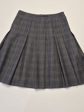 94%wool Banana Republic Gray Plaid Pleated Skirt Checks